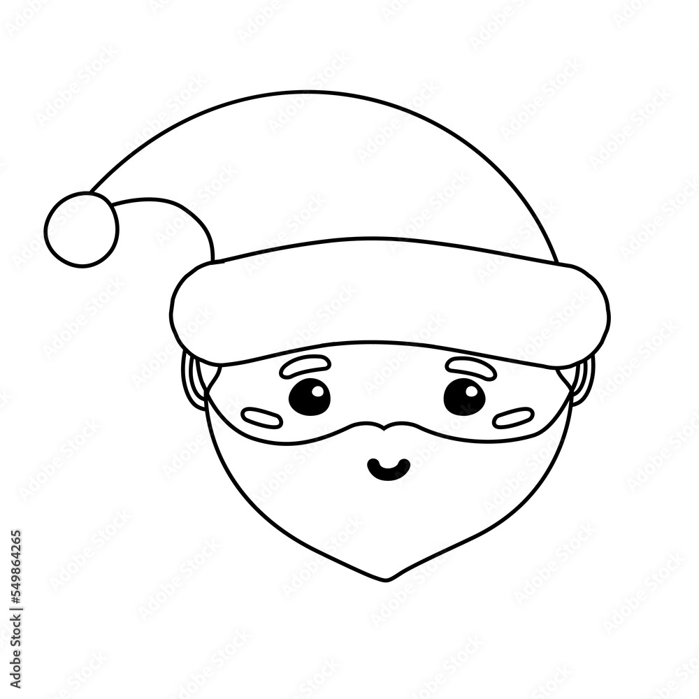Vector flat outline Christmas Santa Claus face isolated on white background Vector flat outline Christmas Santa Claus face isolated on white background