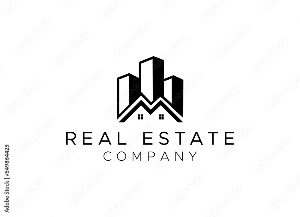 Vector logo on which an abstract image of a tall skyscraper in a linear style. Vector logo on which an abstract image of a tall skyscraper in a linear style.