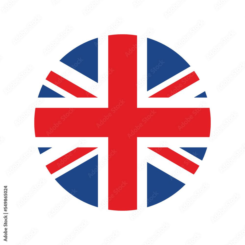 Obraz premium Vector flat Great Britain flag circle isolated on white background