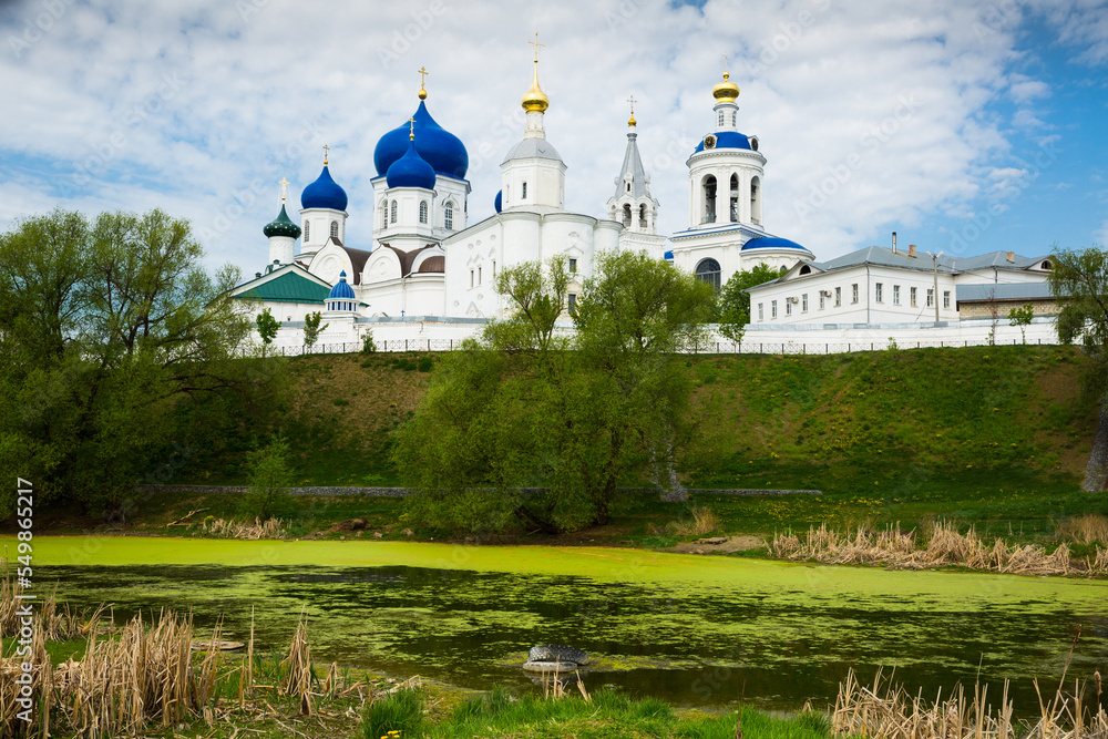 Picturesque architectural ensemble of ancient Orthodox Bogolyubsky Convent in Bogolyubovo, Russia