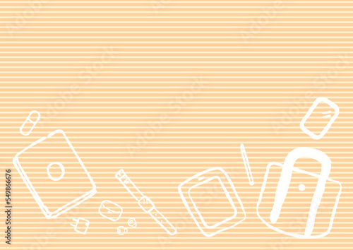 手描き風　ノマドワーク用ガジェットのイラスト