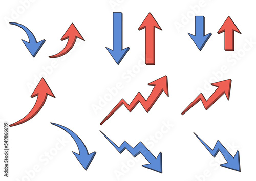 立体的ないろいろな矢印のイラストセット