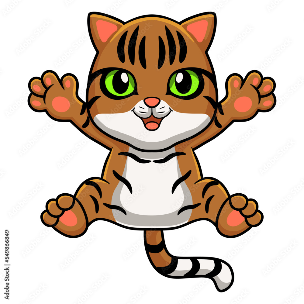 Cute bengal cat cartoon posing Cute bengal cat cartoon posing