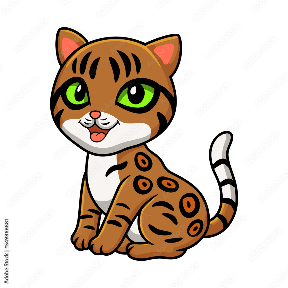 Cute bengal cat cartoon sitting Cute bengal cat cartoon sitting