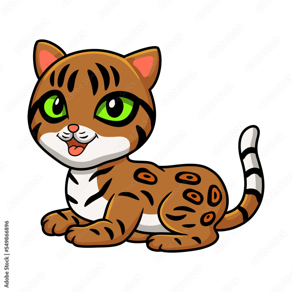 Cute bengal cat cartoon sitting Cute bengal cat cartoon sitting