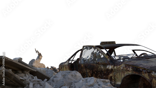 Fotografie Ruined cities after war, damaged cities