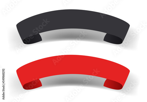 Best price label. Red and black blank ribbons isolated on white background.