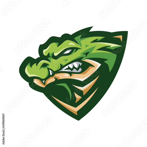 Angry crocodile head mascot logo design. Alligator esport illustration