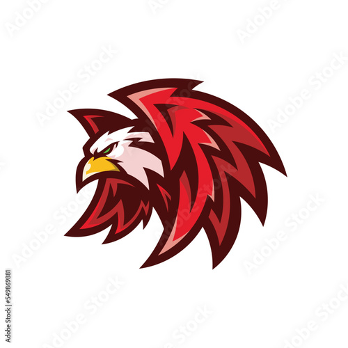Falcon, eagle or hawk esport logo design. Bird, wing illustration