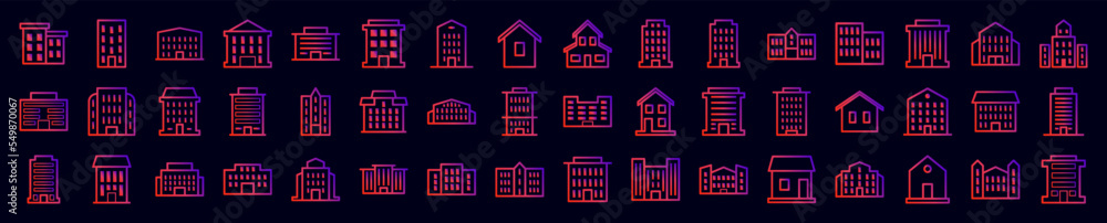 Buildings nolan icons collection vector illustration design
