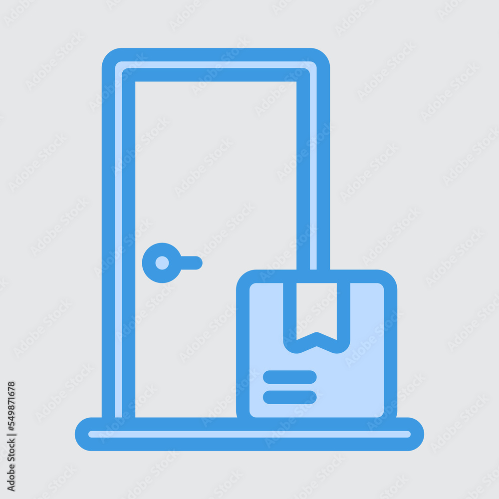 Door delivery icon in blue style about logistics, use for website mobile app presentation Door delivery icon in blue style about logistics, use for website mobile app presentation