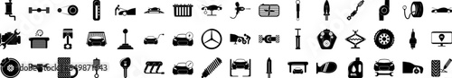 Car service and repair parts icons collection vector illustration design