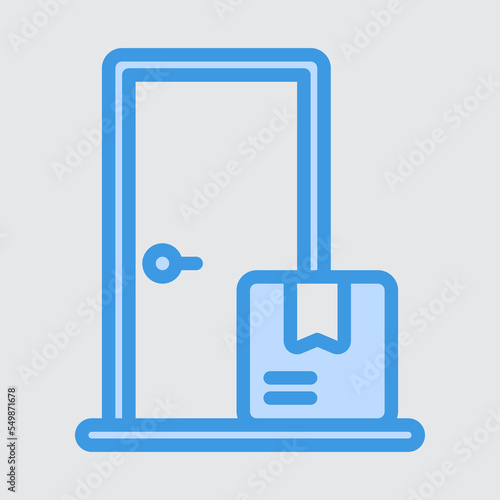 Door delivery icon in blue style about logistics, use for website mobile app presentation