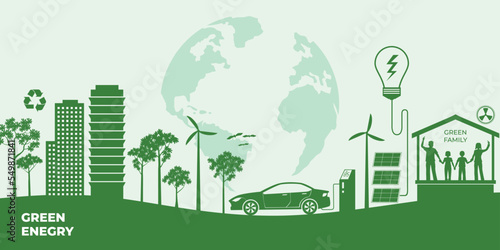 Environmental concept. Go Green Save the world illustration