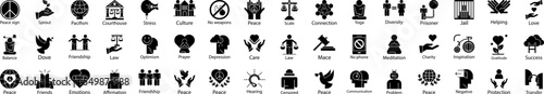 Peace and human rights icons collection vector illustration design