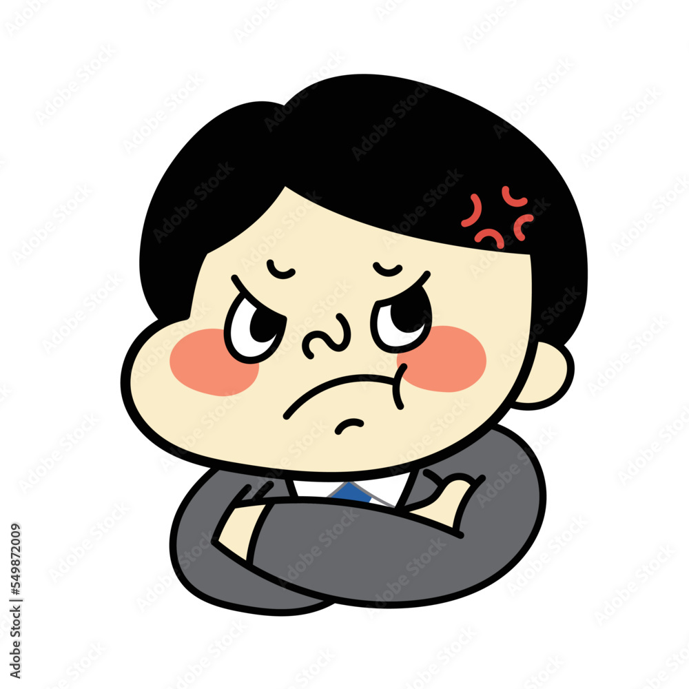 イライラして怒っているコミカルな男性キャラクターイラスト素材 ビジネス イライラして怒っているコミカルな男性キャラクターイラスト素材 ビジネス