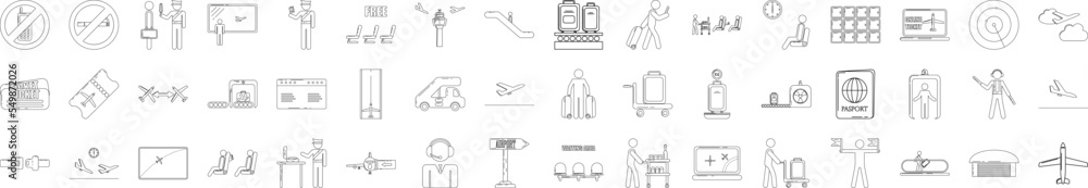 Airport icons collection vector illustration design Airport icons collection vector illustration design