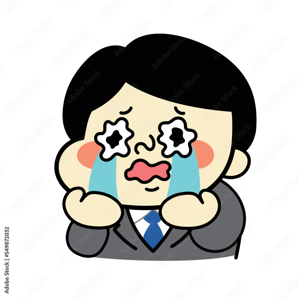 Obraz premium 涙を流して号泣するコミカルな男性キャラクターイラスト素材 ビジネス