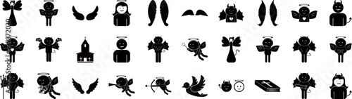 Angel and demon icons collection vector illustration design