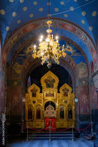 Altar of the Panteleimon Cathedral of the Christian New Athos Simon-Kananite Monastery in Abkhazia, founded in 1875 and consecrated in 1900