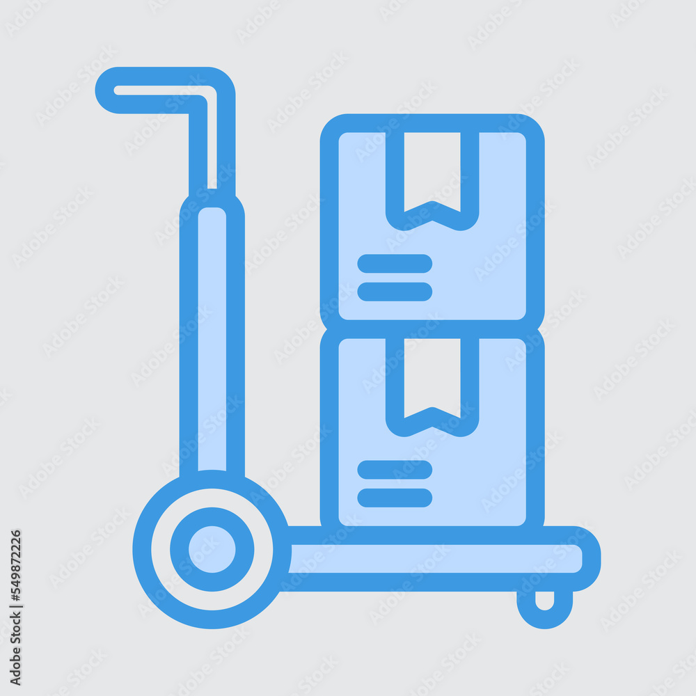 Trolley icon in blue style about logistics, use for website mobile app presentation Trolley icon in blue style about logistics, use for website mobile app presentation