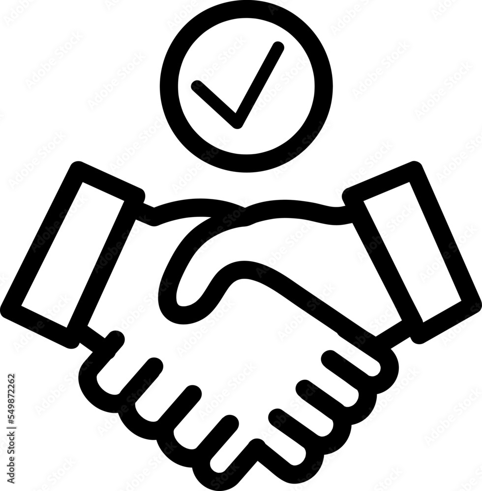 Handshake with check mark icon, deal icon vector on white background..eps Handshake with check mark icon, deal icon vector on white background..eps