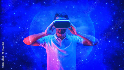 concept of cyberspace and metaverse with virtual reality world