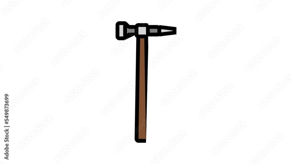 straight peen hammer tool color icon animation straight peen hammer tool color icon animation