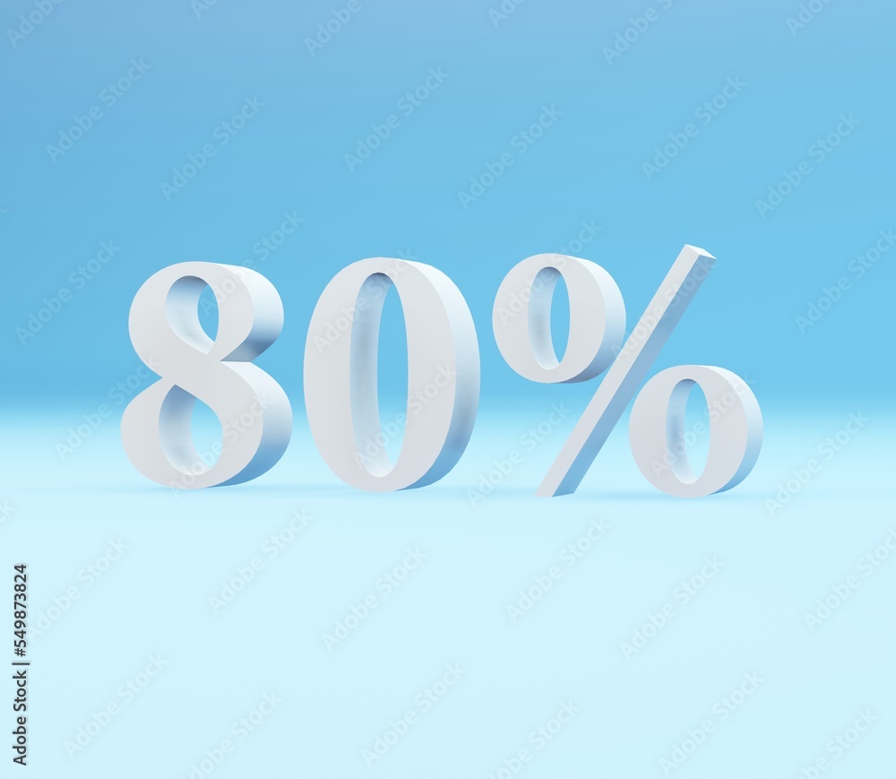 3D Illustrator Number 80 percent best for winter sale event background 3D Illustrator Number 80 percent best for winter sale event background