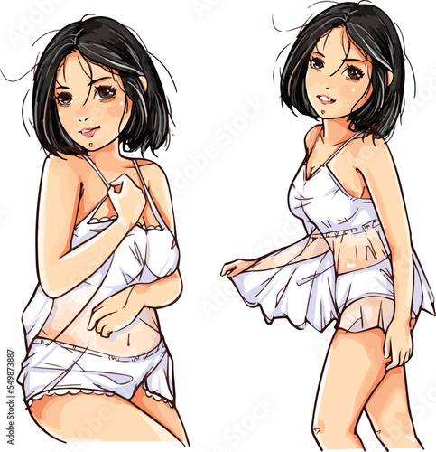Anime bikini sexy girl drawing vector 