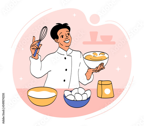 Person cooks concept