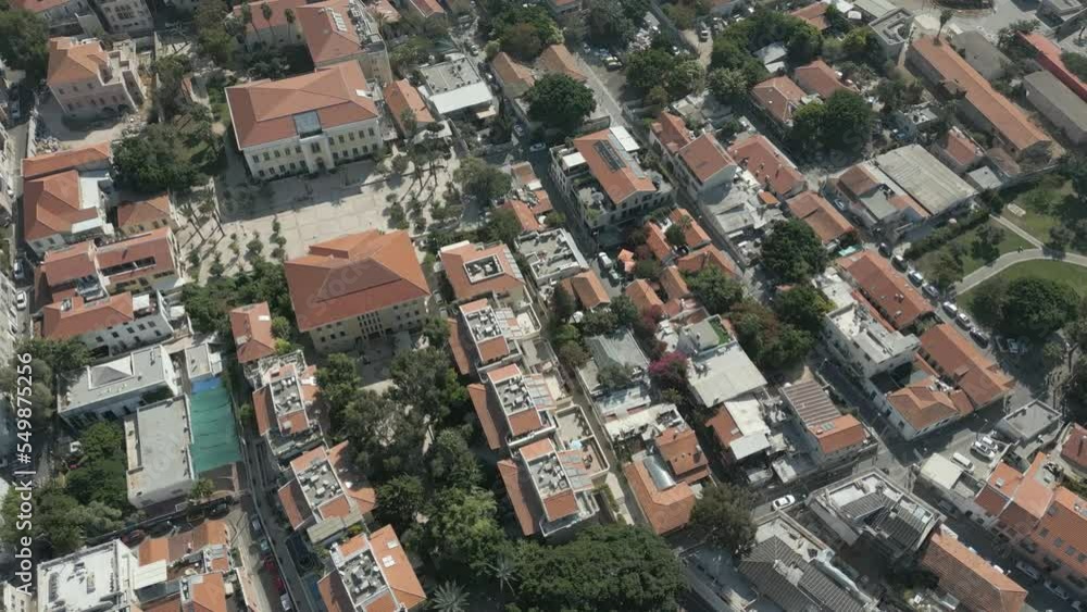 Aerial shot of Neve Tzedek, a Jewish neighborhood in Tel Aviv, Israel Aerial shot of Neve Tzedek, a Jewish neighborhood in Tel Aviv, Israel