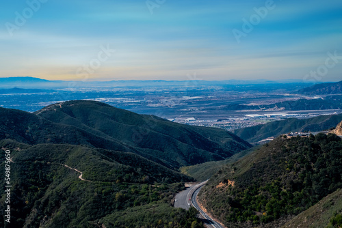 Aerial view landscape, road trip to Arrowhead lake, California,