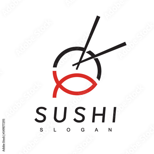 Sushi Logo Design Template, Japanese Food Icon