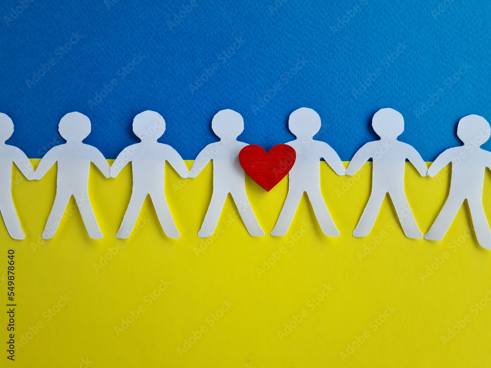 Paper figurines symbolizing family and peaceful Ukrainians