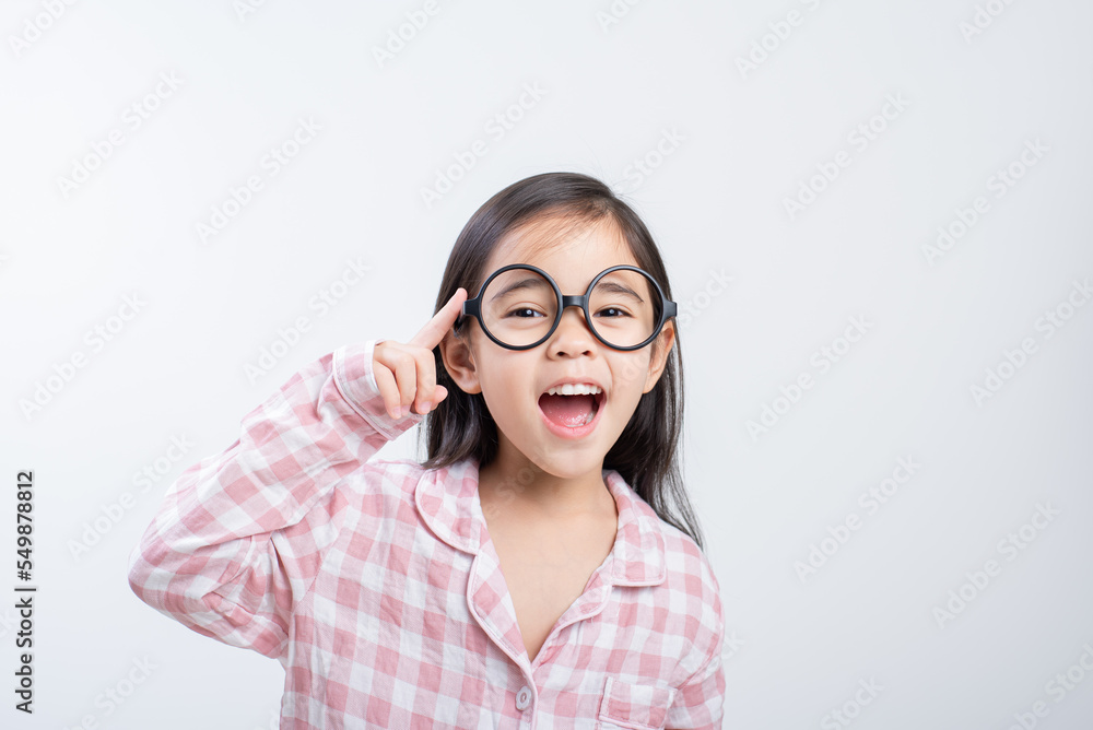 little girl asian think white background little girl asian think white background