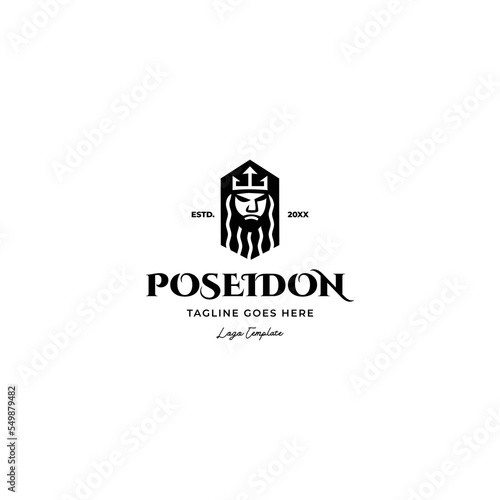 poseidon king logo icon vector template