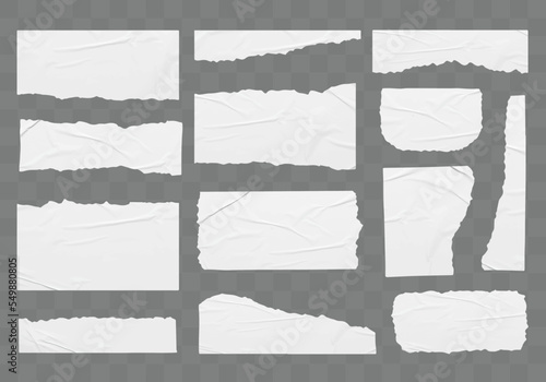 Vector ripped white Stickers paper mock up blank banners tags labels template design