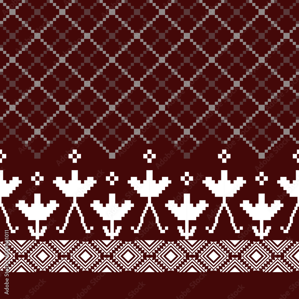 Scottish cross stitch ethnic pattern seamless pattern for fabric print cloth dress sarong traditional design Scottish cross stitch ethnic pattern seamless pattern for fabric print cloth dress sarong traditional design