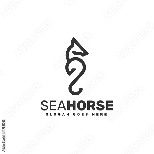 Vector Logo Illustration Seahorse Line Art Style