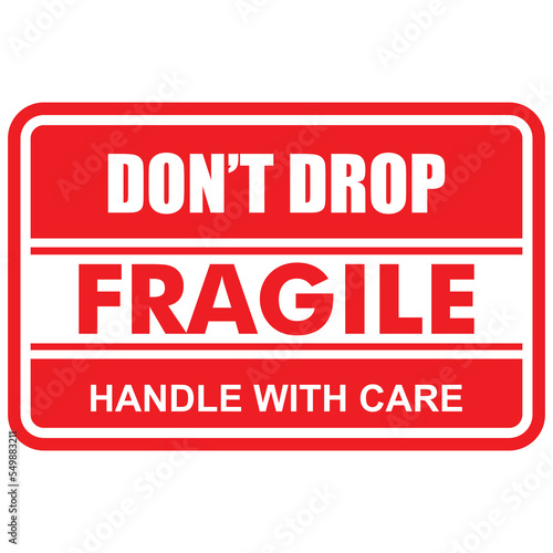 FRAGILE, Don't drop, hand with care, sticker vector