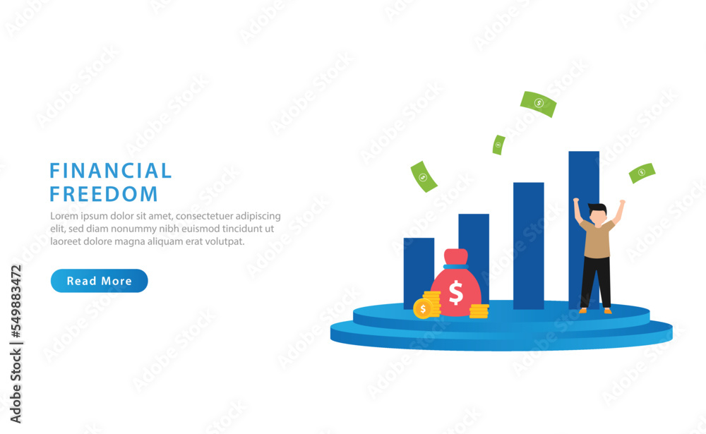 Characters enjoying financial freedom and independence. Concept of passive income. Vector illustration
