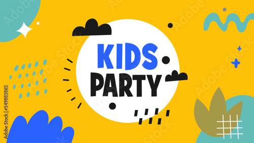 Kids party letter sign poster vector illustration