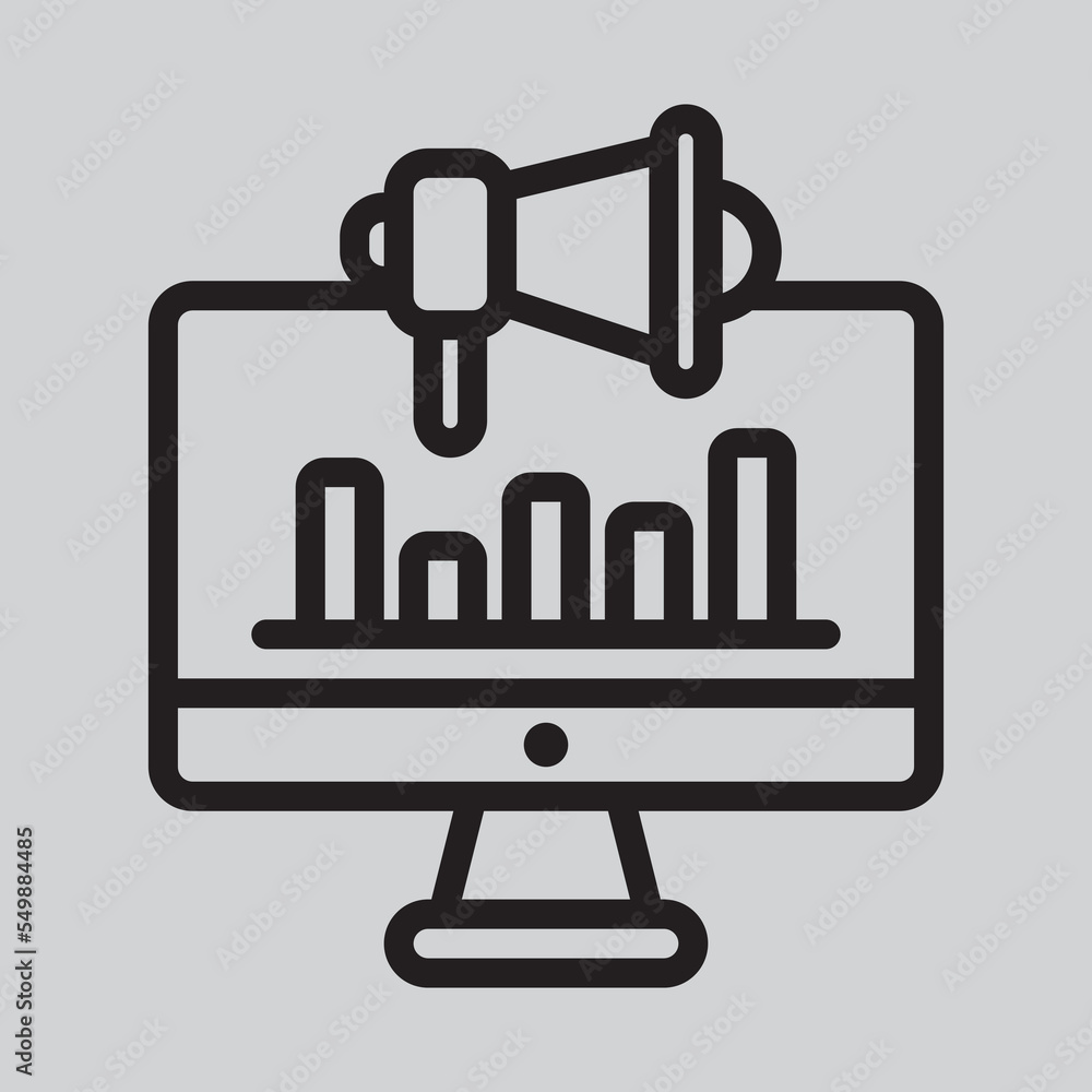 Digital marketing computer icon in line style, use for website mobile app presentation Digital marketing computer icon in line style, use for website mobile app presentation