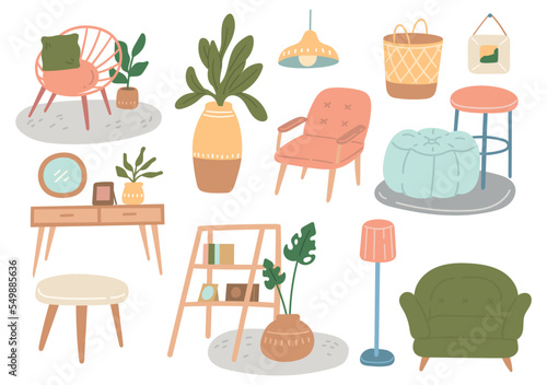 aesthetic style interior furniture doodle collection