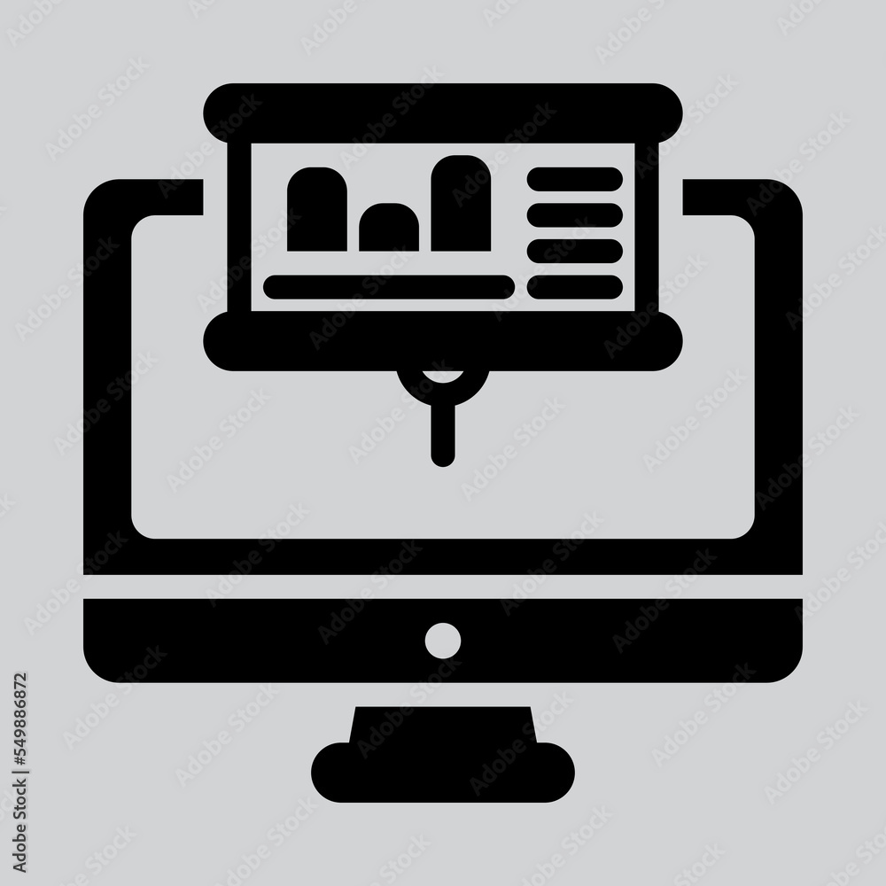 Statistics computer icon in solid style, use for website mobile app presentation Statistics computer icon in solid style, use for website mobile app presentation