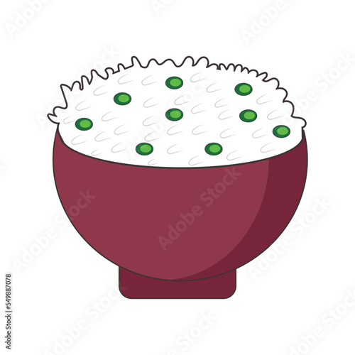 Indian traditional food rice bowl vector illustration