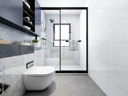 3D rendering  clean and tidy bathroom design