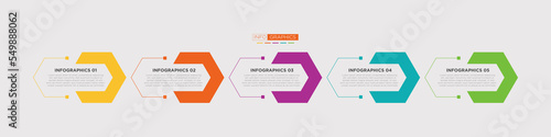 Business infographics timeline  design template with 5 step and option information. Premium vector with editable sign or symbol. Eps10 vector