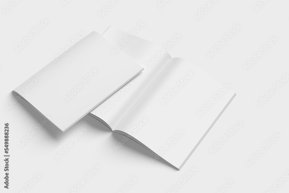Realistic A4 Cover and opened magazine mockup blank Realistic A4 Cover and opened magazine mockup blank